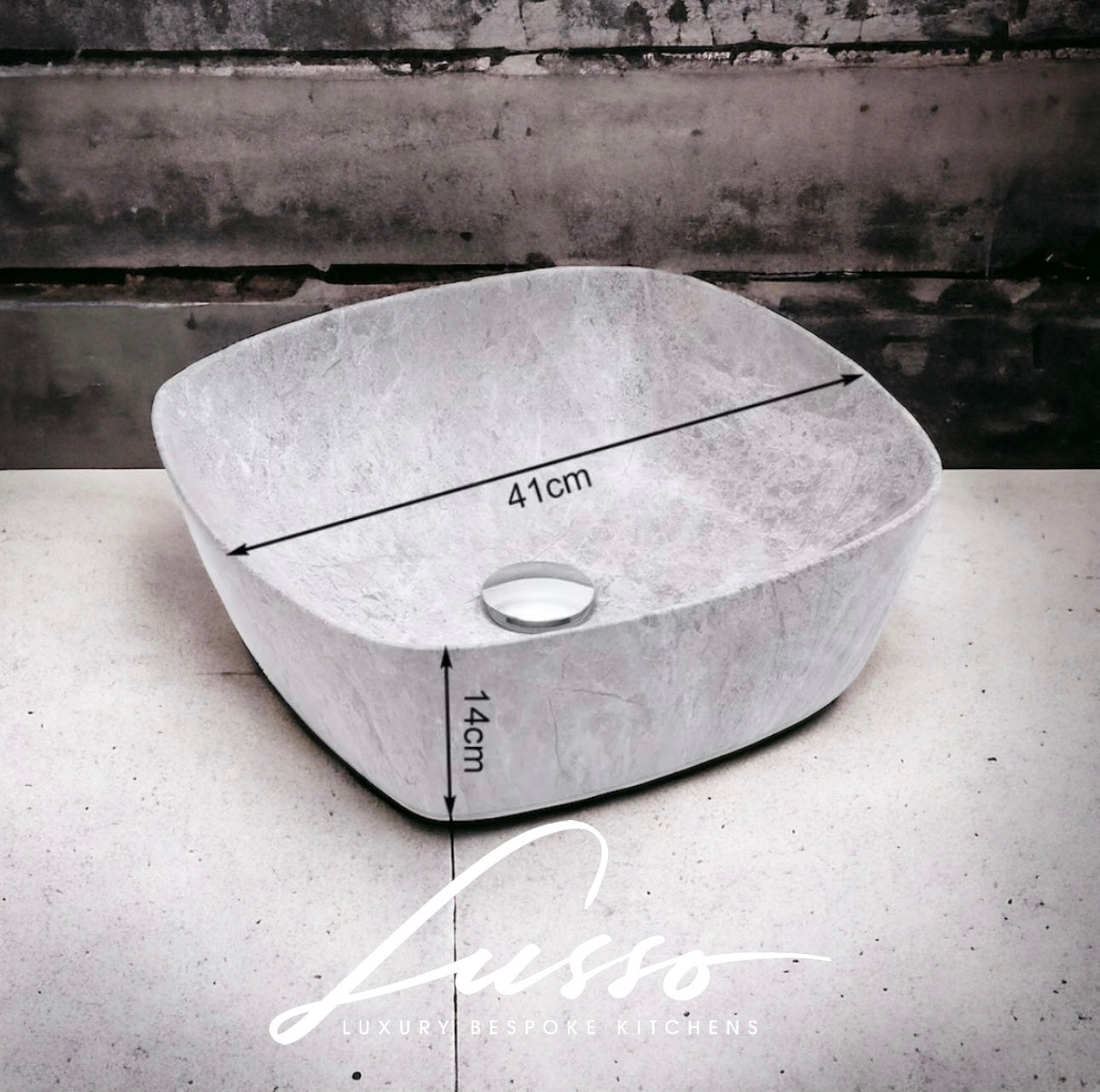 Grey Ceramic Stone Effect Square Sink Basin