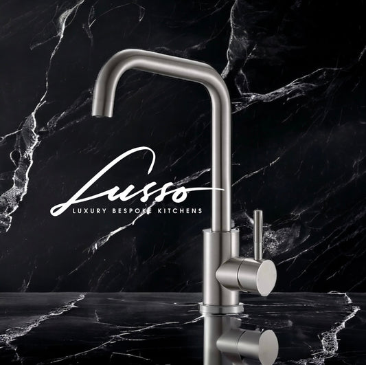 Brushed Steel Square Kitchen Mixer Tap