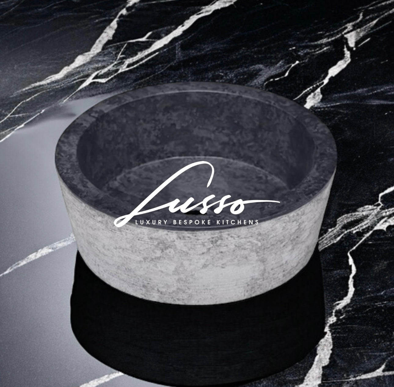 Solid Marble Grey Stone And Black Sink