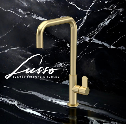 Gold Tall Square Neck Kitchen Mixer Tap