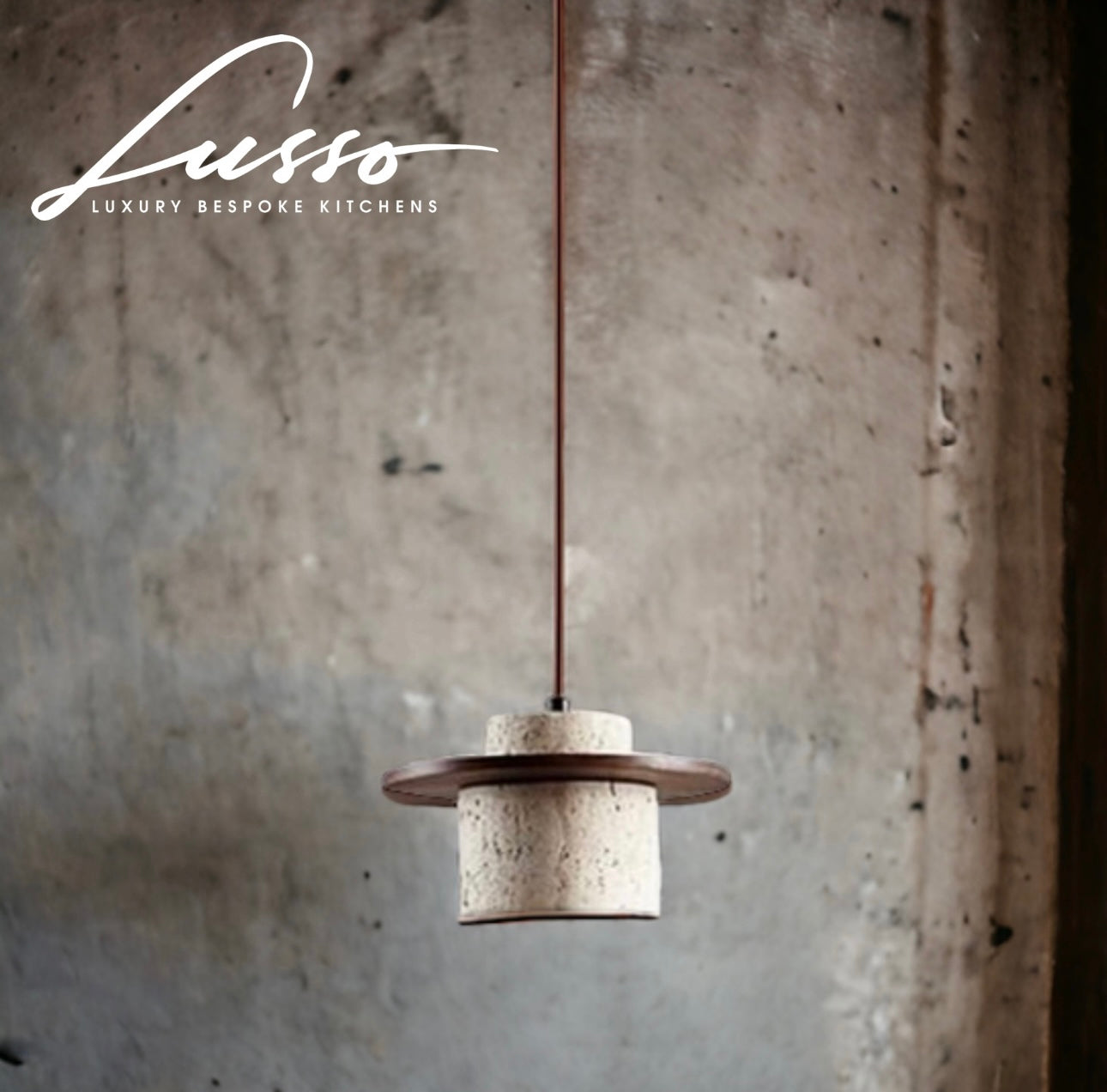 Light stone and wood pendant light