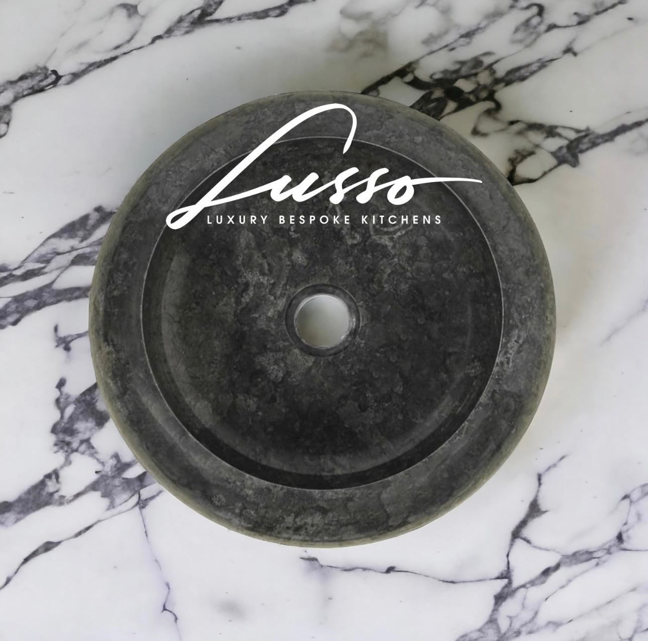 Black Solid Marble Stone Sink