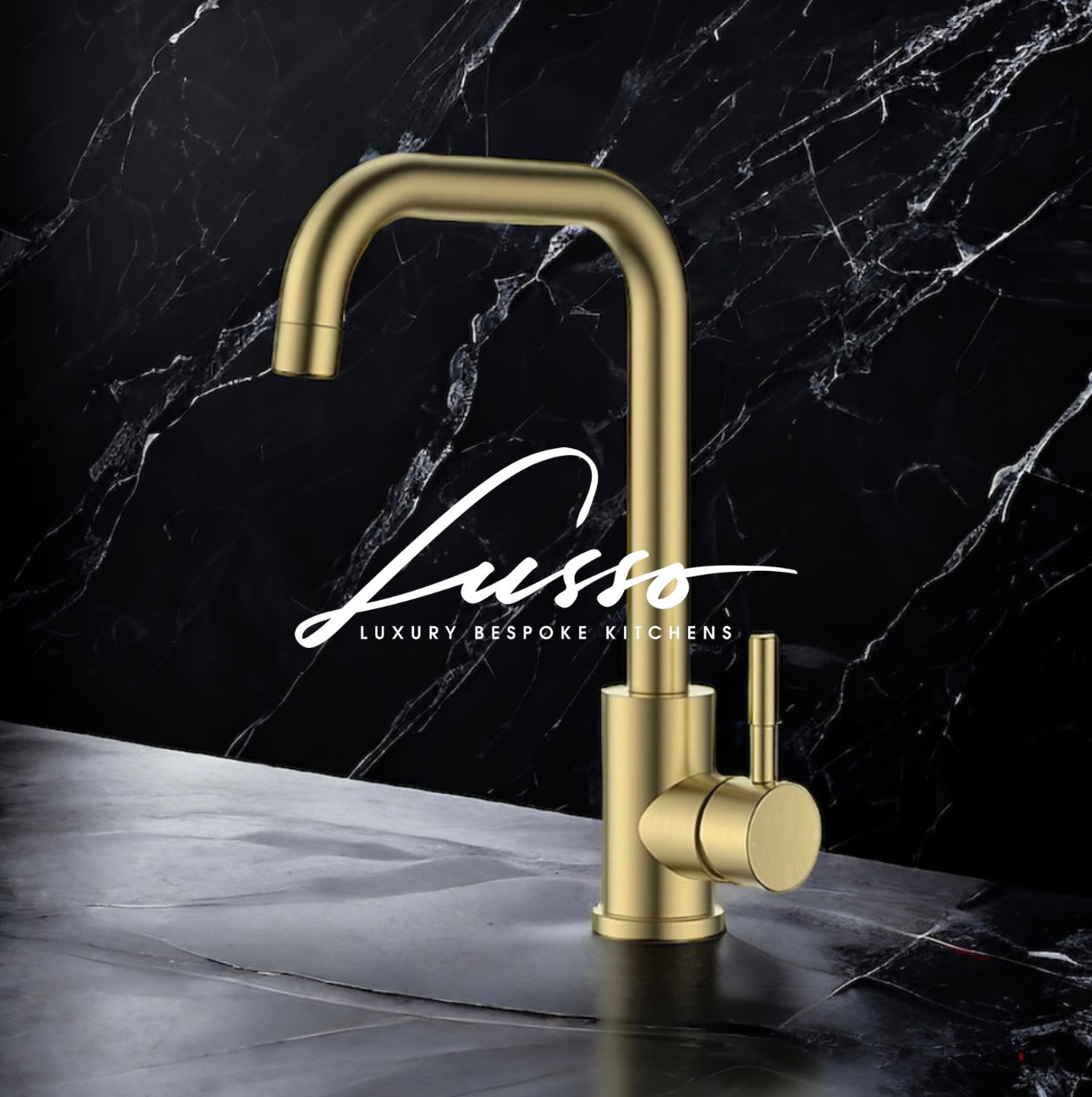 Gold Square Modern Kitchen Mixer Tap