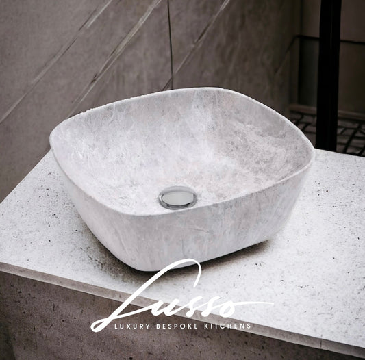 Grey Ceramic Stone Effect Square Sink Basin