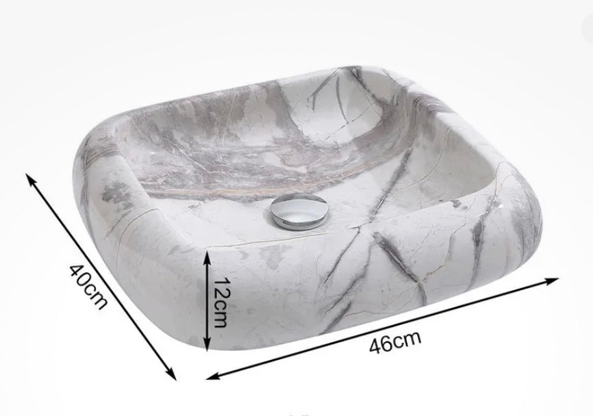 Modern Square Ceramic Marble Effect Sink