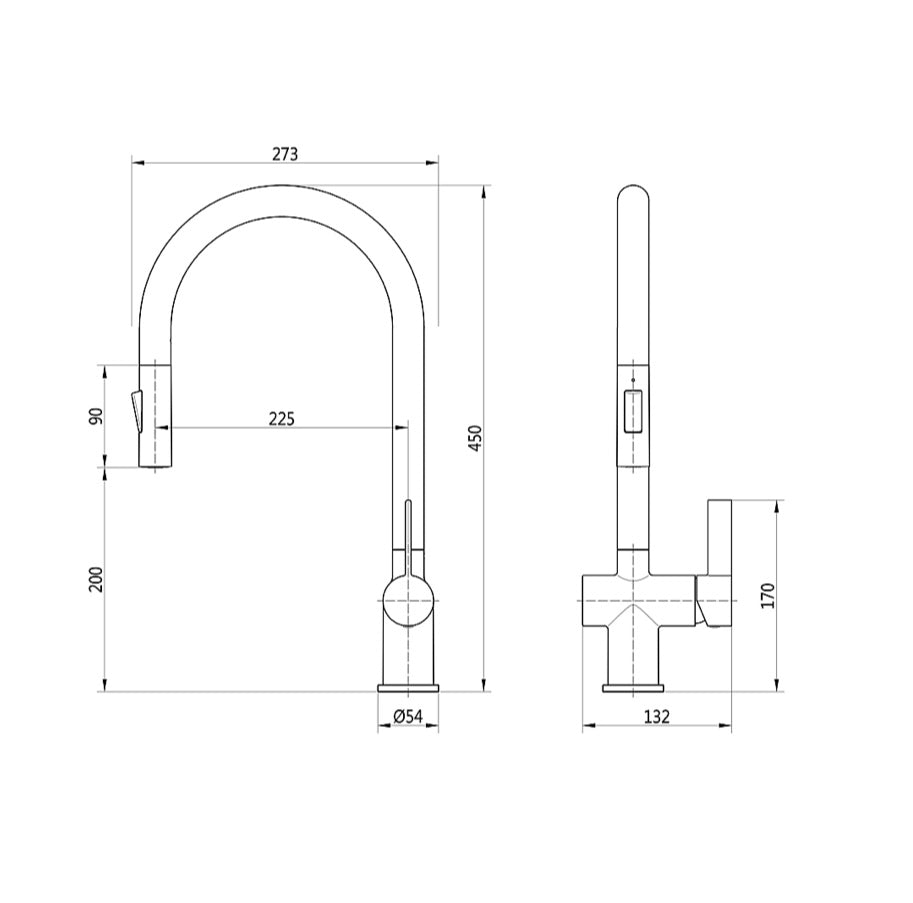 Brushed Steel Pull Out Mixer Tap